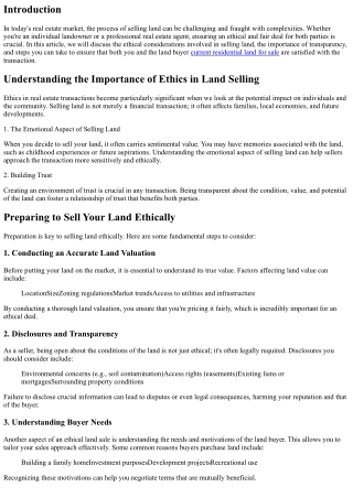 Sell Land Ethically: Ensuring a Fair Deal for Both Parties