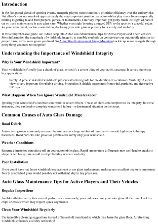 Auto Glass Maintenance Tips for Active Players and Their Vehicles