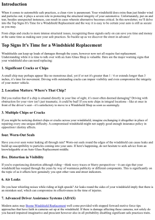 Top Signs It's Time for a Windshield Replacement