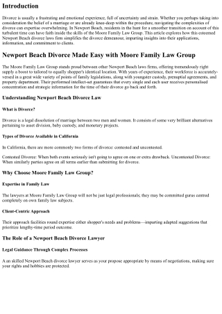Newport Beach Divorce Made Easy with Moore Family Law Group