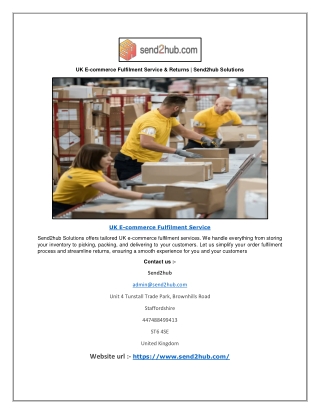 UK E-commerce Fulfilment Service & Returns | Send2hub Solutions