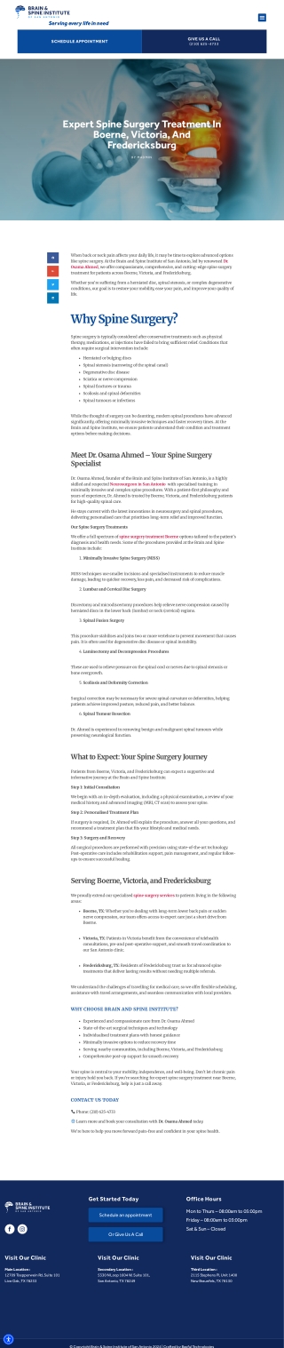 Spine Surgery Treatment in Boerne, Victoria & Fredericksburg
