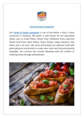 Forno Di Gusto Menu Kardinya | Order Online Now For Pickup