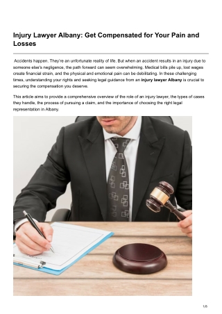 Injury Lawyer Albany Get Compensated for Your Pain and Losses