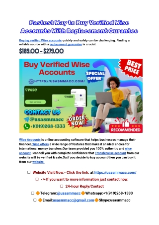 Fastest Way to Buy Verified Wise Accounts With Replacement Gurantee
