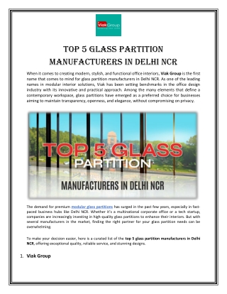 Top 5 Glass Partition Manufacturers in Delhi NCR