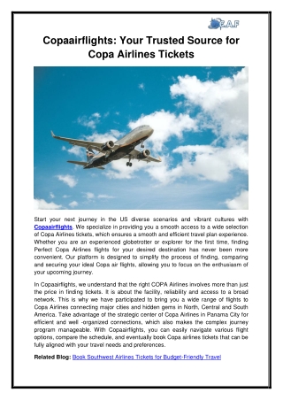 copaairflights your trusted source for copa