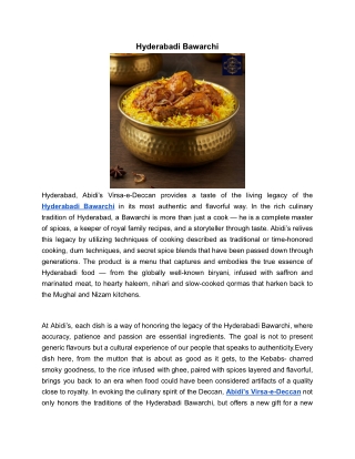 Hyderabadi Bawarchi | Abidi's Virsa-e Deccan
