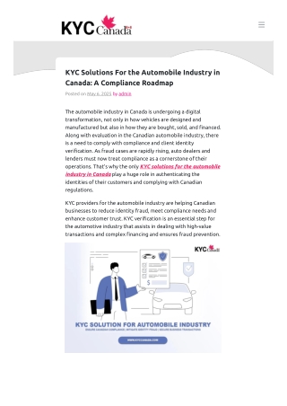 KYC Solutions For the Automobile Industry in Canada: A Compliance Roadmap