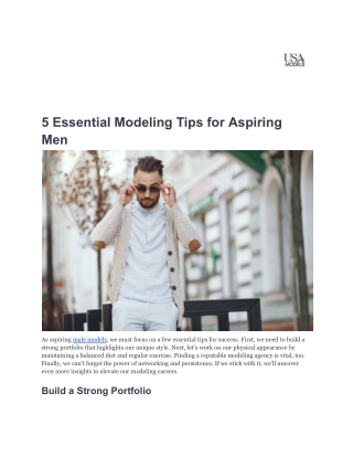 5 Essential Modeling Tips for Aspiring Men
