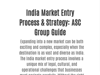 India Market Entry – Strategic Business Launch with ASC Group
