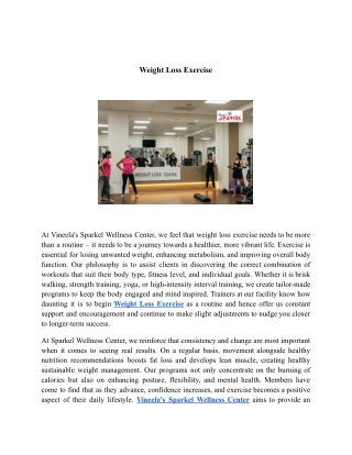 Weight Loss Exercise | Vineela’s Sparkel Wellness Center