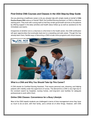 find online cna courses and classes