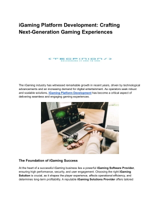 iGaming Platform Development_ Crafting Next-Generation Gaming Experiences