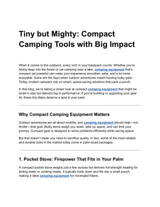 Tiny but Mighty: Compact Camping Tools with Big Impact