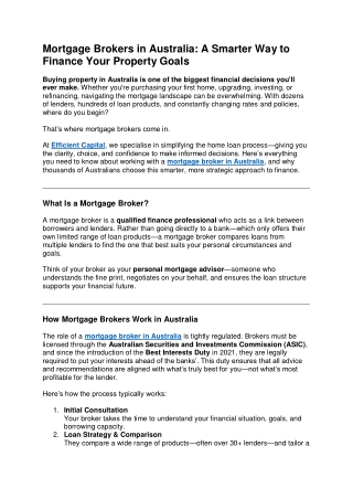 Mortgage Brokers in Australia A Smarter Way to Finance Your Property Goals