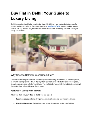 Buy Flat in Delhi Your Guide to Luxury Living