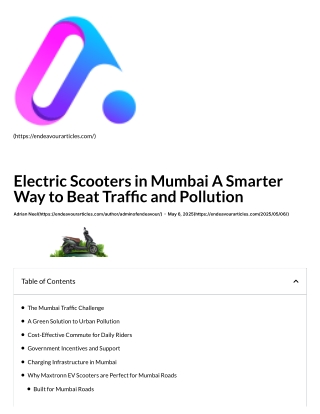 Electric Scooters in Mumbai A Smarter Way to Beat Traffic and Pollution