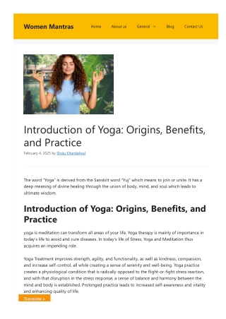 Introduction of Yoga: Journey to Mind-Body Wellness