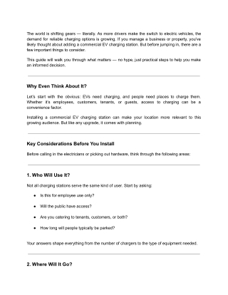 What to Consider Before Installing a Commercial EV Charging Station