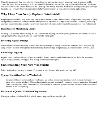 The Best Practices for Cleaning Your Newly Replaced Windshield