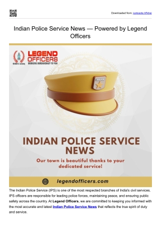 Indian Police Service News — Powered by Legend Officers