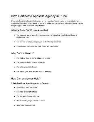 Exclusive Birth Certificate Apostille Company in Pune