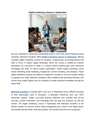 Digital marketing classes in Hyderabad | MARCTECH ACADEMY