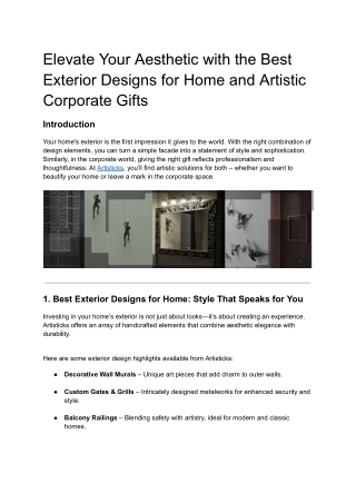 Best Exterior Designs For Home and Corporate gifts