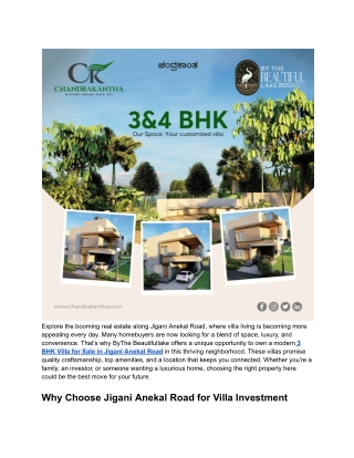 3 BHK Villa for Sale in Jigani Anekal Road