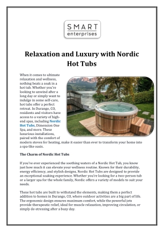 Relaxation and Luxury with Nordic Hot Tubs