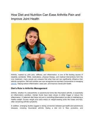 How Diet and Nutrition Can Ease Arthritis Pain and Improve Joint Health
