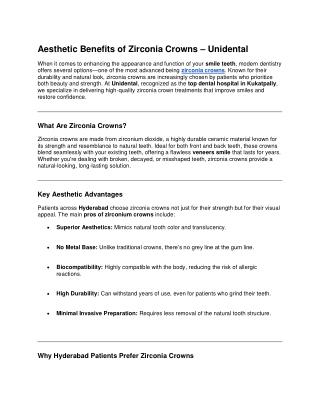 Aesthetic Benefits of Zirconia Crowns – Unidental