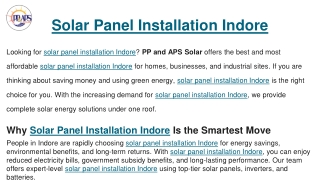 Solar Panel Installation Indore
