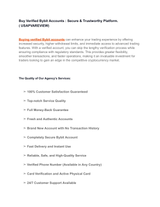 Buy Verified Bybit Accounts  – 100% KYC Completed & Secure