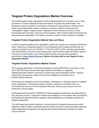 Targeted Protein Degradation Market Size, Share & Industry Outlook 2025–2034