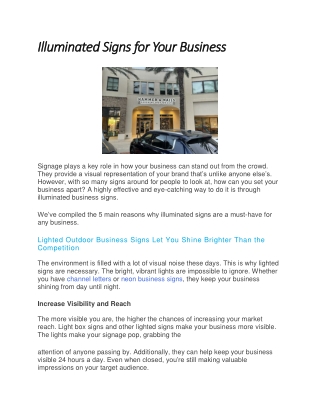 Illuminated Signs for Your Business