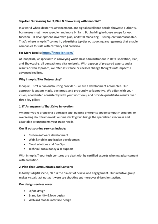 Top-Tier Outsourcing for IT, Design & Marketing with InnoplixIT