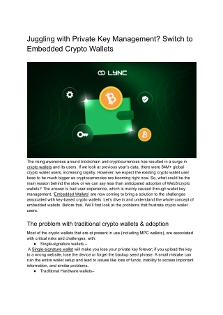 Juggling with Private Key Management? Switch to Embedded Crypto Wallets