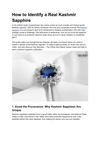 How to Identify a Real Kashmir Sapphire