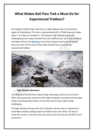 What Makes Bali Pass Trek a Must-Do for Experienced Trekkers?
