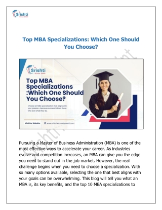 Top MBA Specializations: Which One Should You Choose?