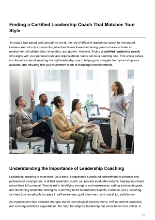 Finding a Certified Leadership Coach That Matches Your Style