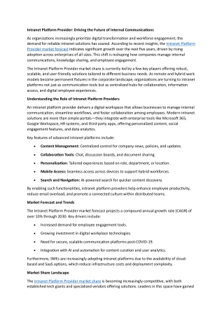 Intranet Platform Provider- Driving the Future of Internal Communications