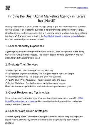 Best Digital Marketing Agency in kerala