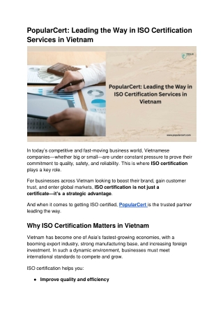 popularcert leading the way in iso certification