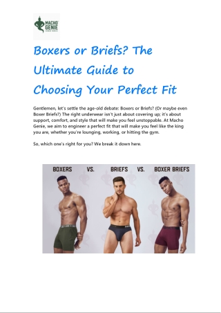Boxers or Briefs The Ultimate Guide to Choosing Your Perfect Fit