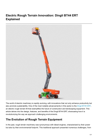 Electric Rough Terrain Innovation Dingli BT44 ERT Explained