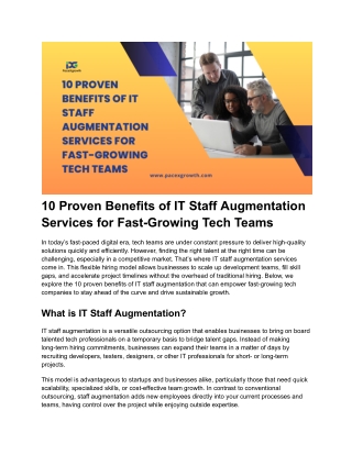 10 Proven Benefits of IT Staff Augmentation Services for Fast-Growing Tech Teams