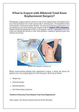 What to Expect with Bilateral Total Knee Replacement Surgery